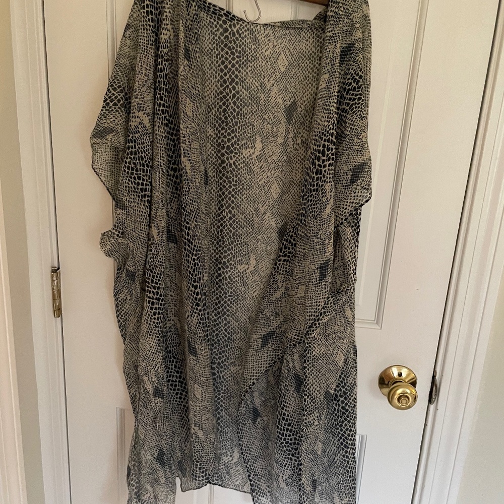 Beach coverup blue snakeskin light sheer NWT